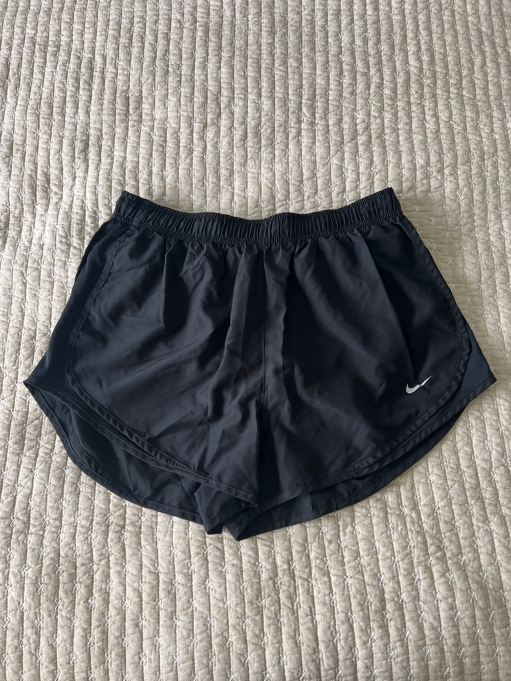 Nike Women’s Black Athletic Running Shorts with White Swoosh